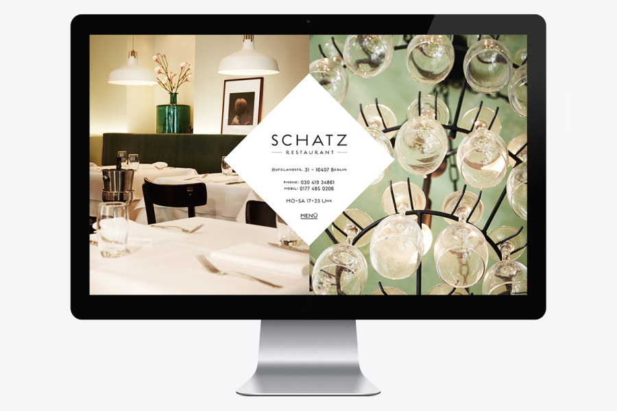 Schatz restaurant logo, website and identity design