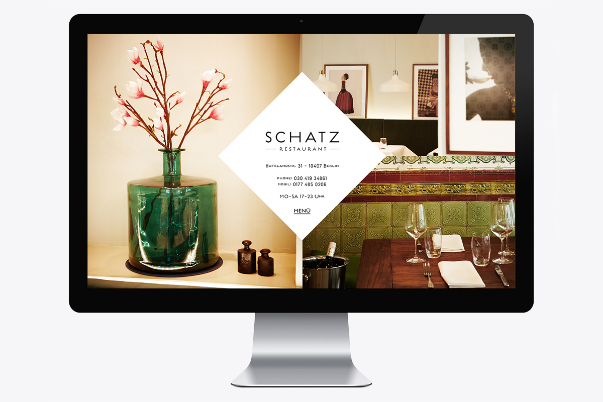 Schatz restaurant logo, website and identity design