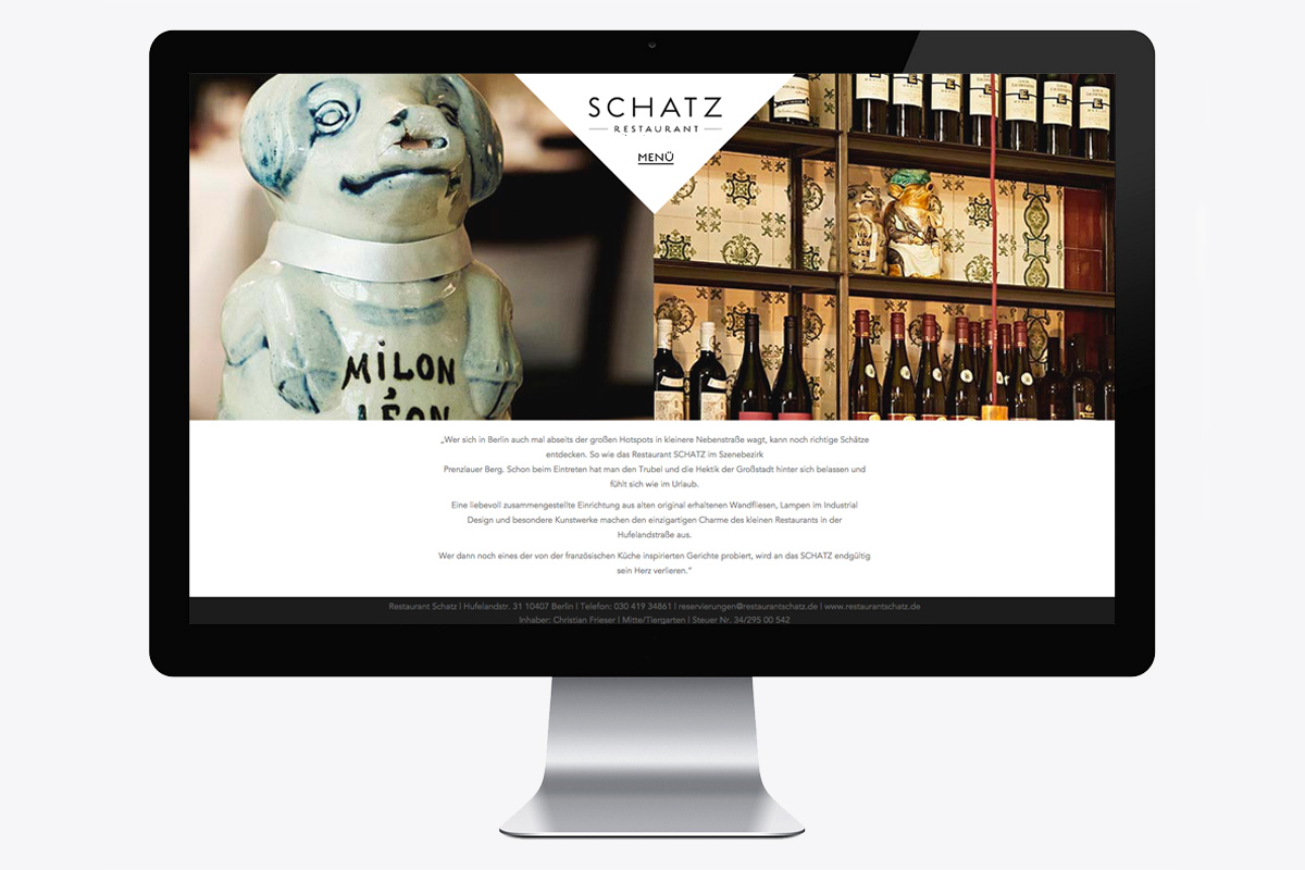 Schatz restaurant logo, website and identity design